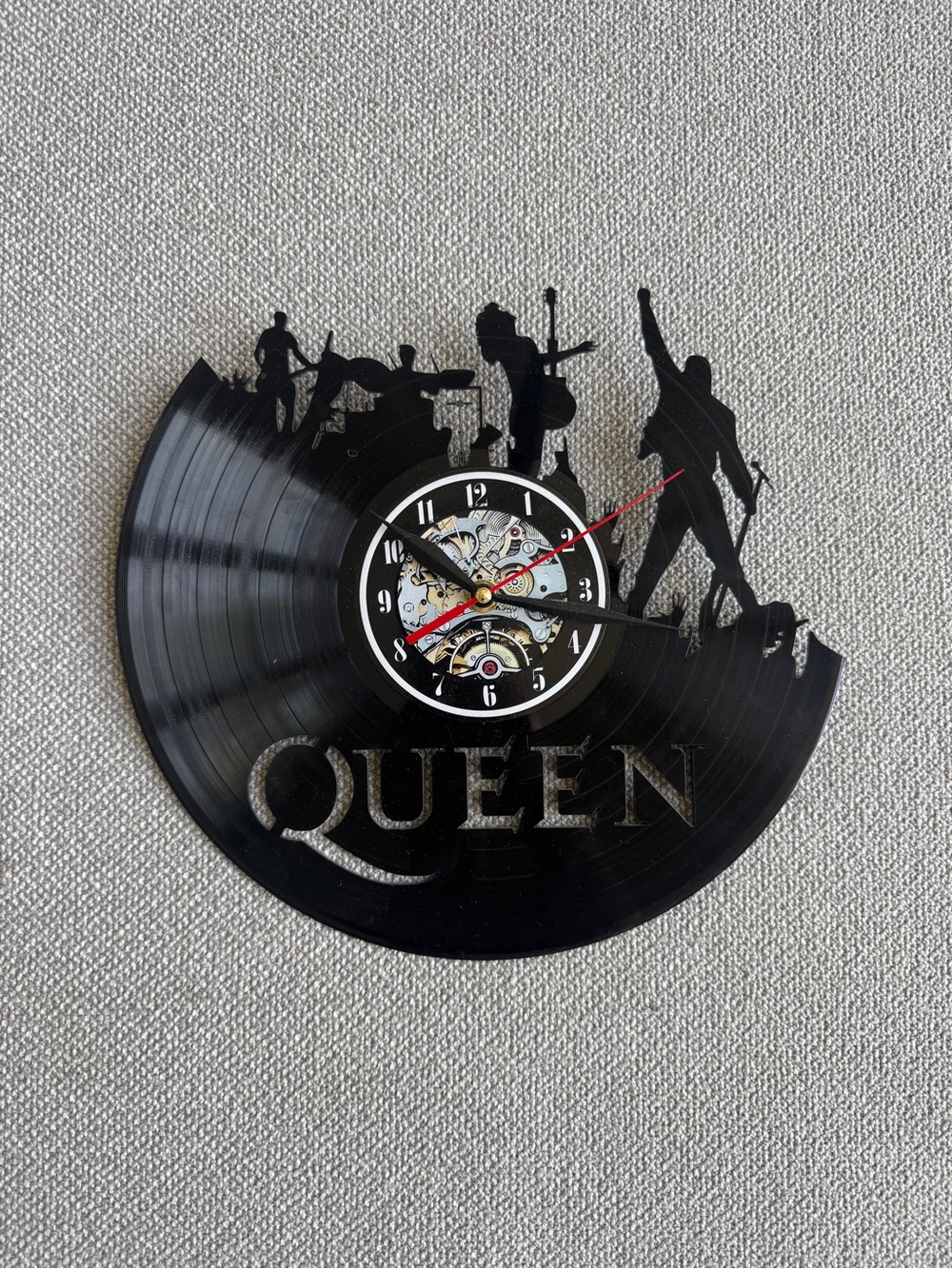 Queen Vinyl Record Wall Clock – Rock Band Decor – Handmade Upcycled LP Clock